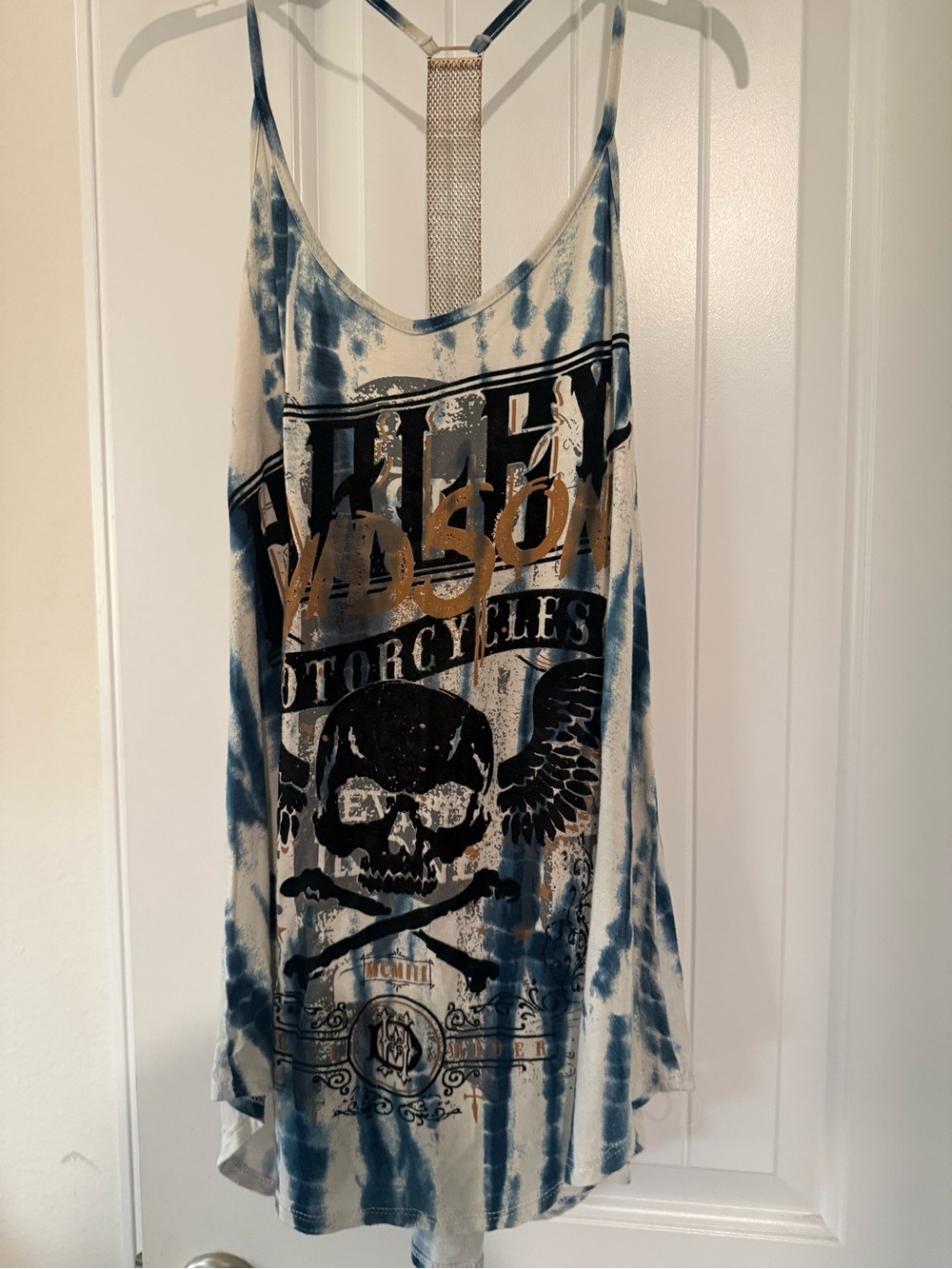 Harley-Davidson Blue Tie-Dye Skull & Wings Tank